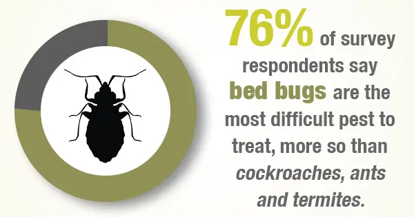 75% of survey respondents say bed bugs are the most difficult pest to treat.