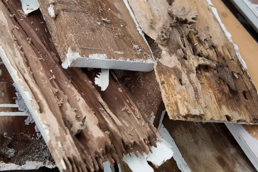 drywood2-2 - Pinnacle Pest Control A pile of wood pieces with rotten wood.
