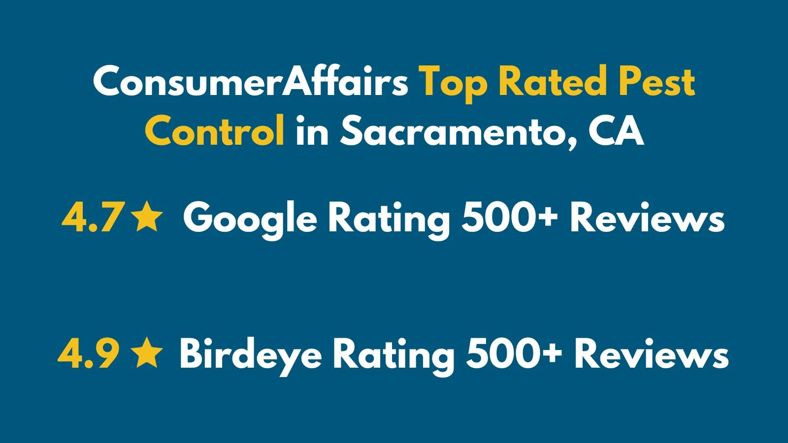 Consumer affairs top rated pest control in sacramento california.